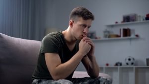 Male soldier experiences PTSD flashbacks after trauma. He gets therapy with EMDR in Burke, VA at Nova Terra Therapy 22015